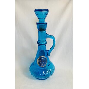 MCM Blue Glass Genie Bottle Liquor Decanter