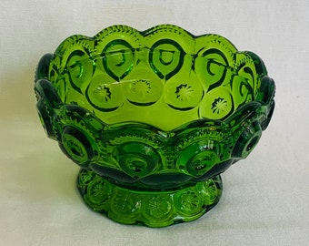 L. E. Smith Art Glass MCM Moon & Stars Emerald Green Courting or Fairy Lamp - Bottom Only