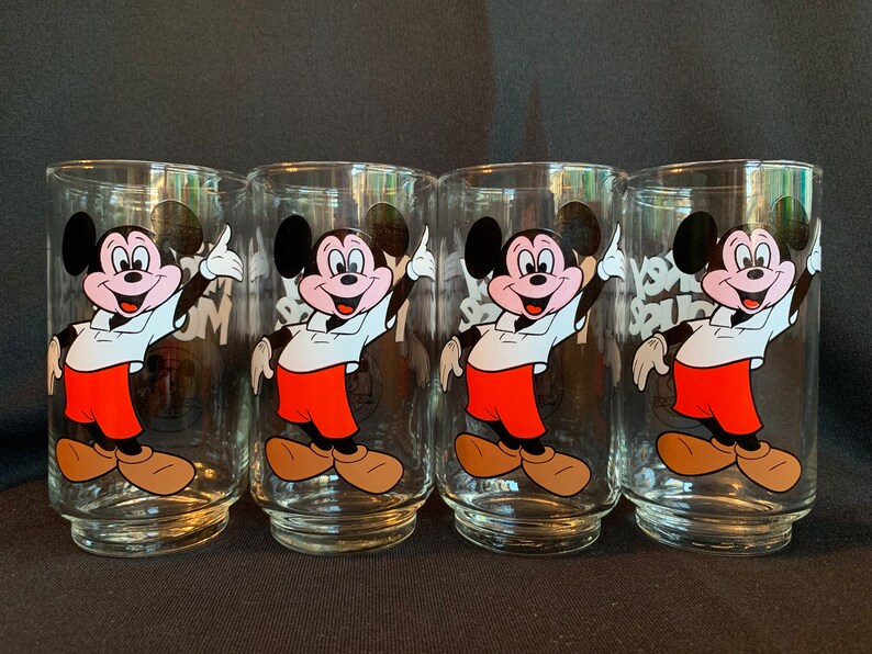 Libbey Glass Disney Mickey Mouse Enameled Tumblers in Original Box (set of 4) image 3