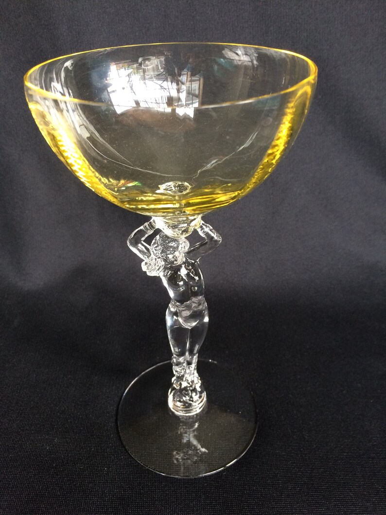 Cambridge Glass Statuesque Nude Martini or Champagne / Sherbet Etsy