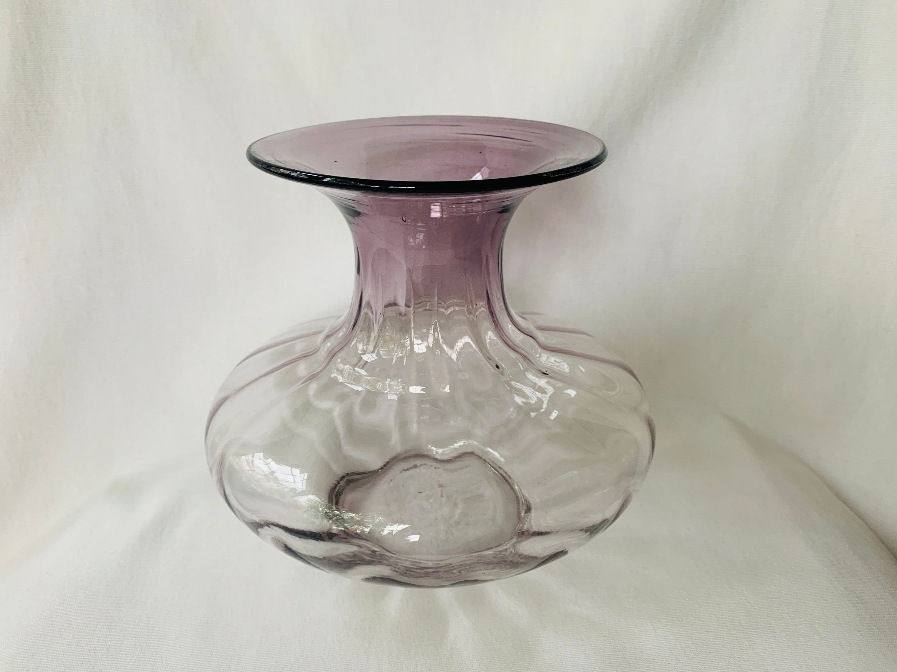 MCM Italian Empoli Glass Amethyst Purple Optic Vase - Etsy Vintage Empoli Amethyst Purple Glass Vase MCM Diamond Optic Long Stemmed 13” main image 0