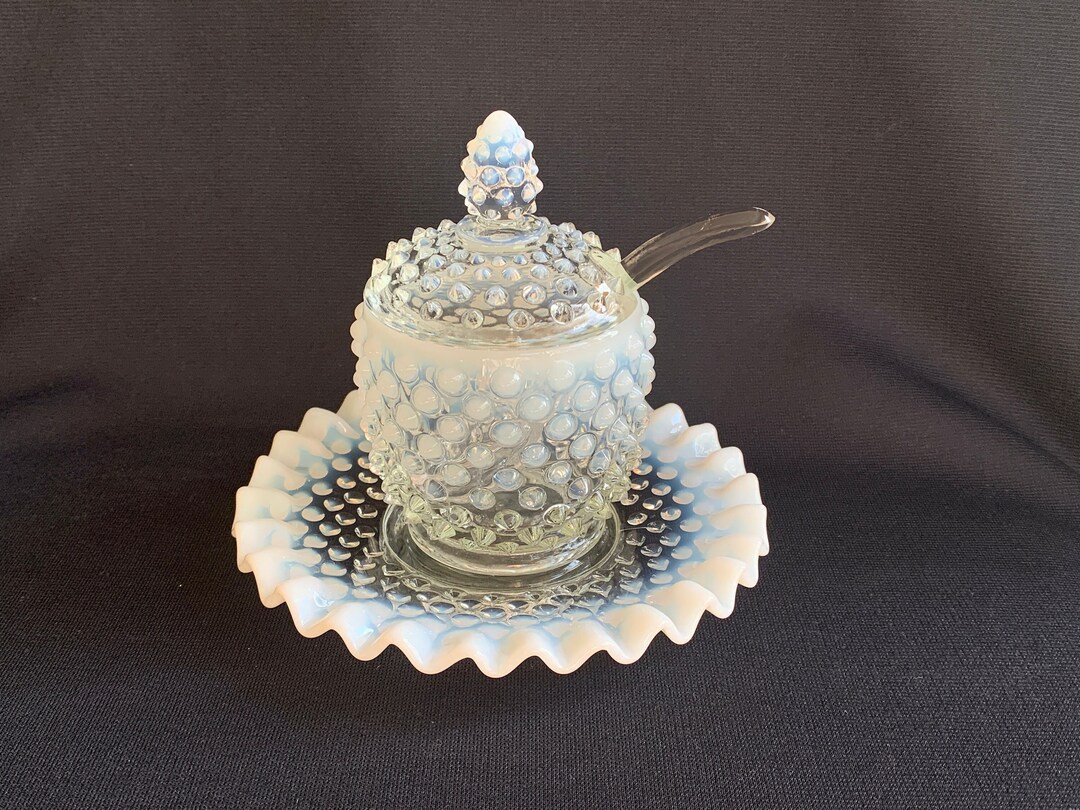 Fenton Art Glass French Opalescent Hobnail Marmalade Condiment Jar With ...