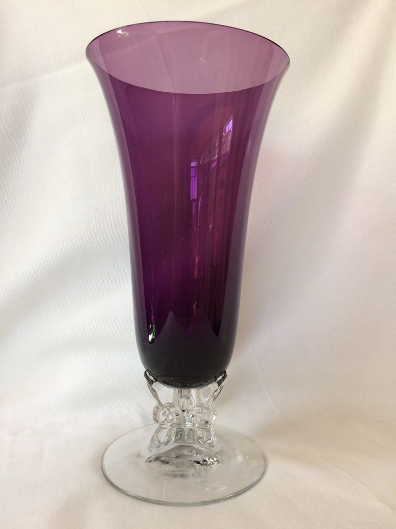 Fostoria Glass Vintage 2470 Vases in Dark Colors With Clear Etsy