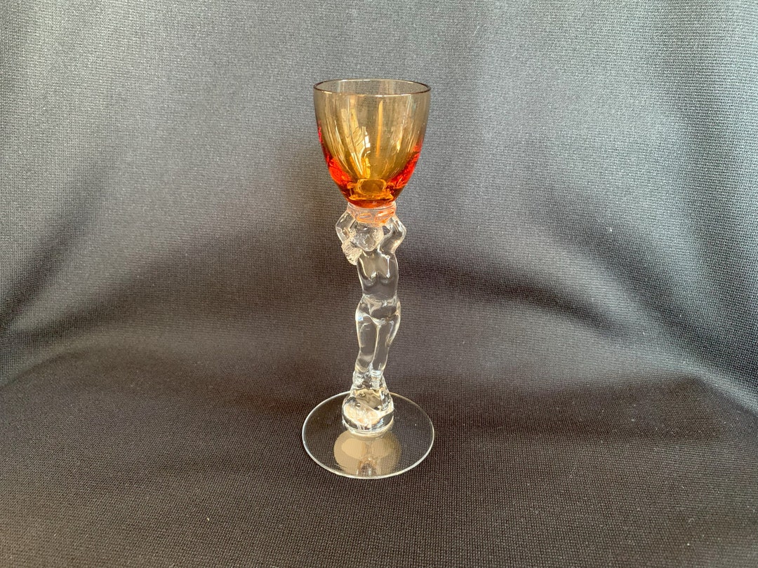 Cambridge Glass Statuesque Nude Brandy With Amber Bowl - Etsy