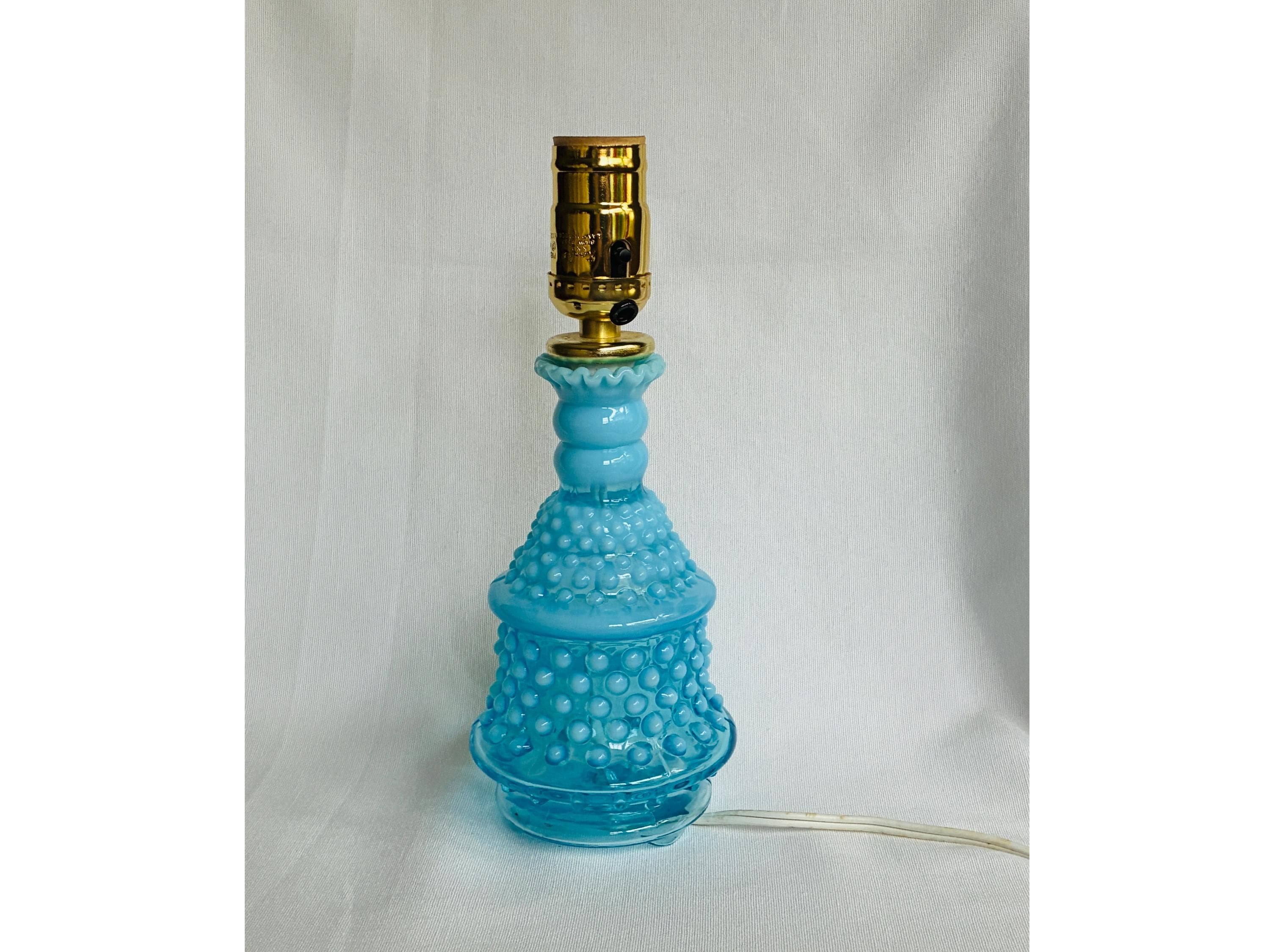 Fenton Blue Glass Lamp - Etsy