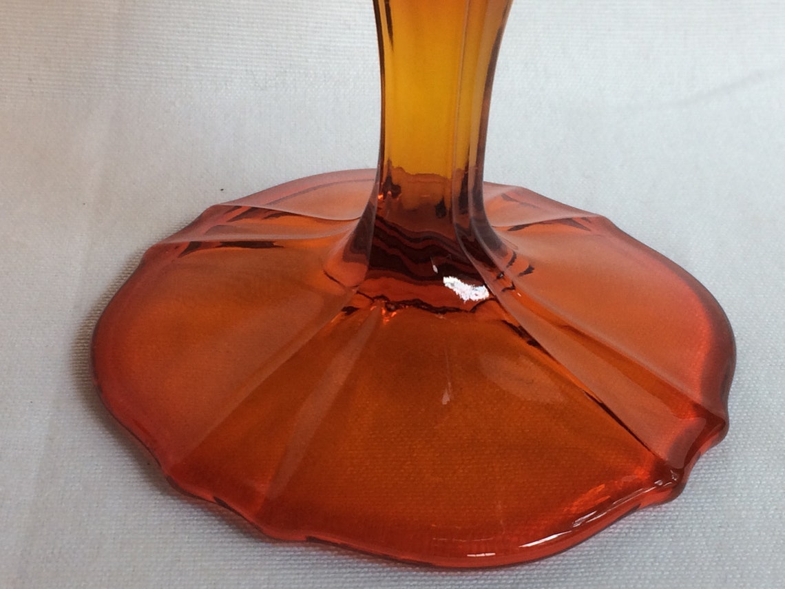 Tiffin Glass Orange Amberina Comport or Compote Etsy
