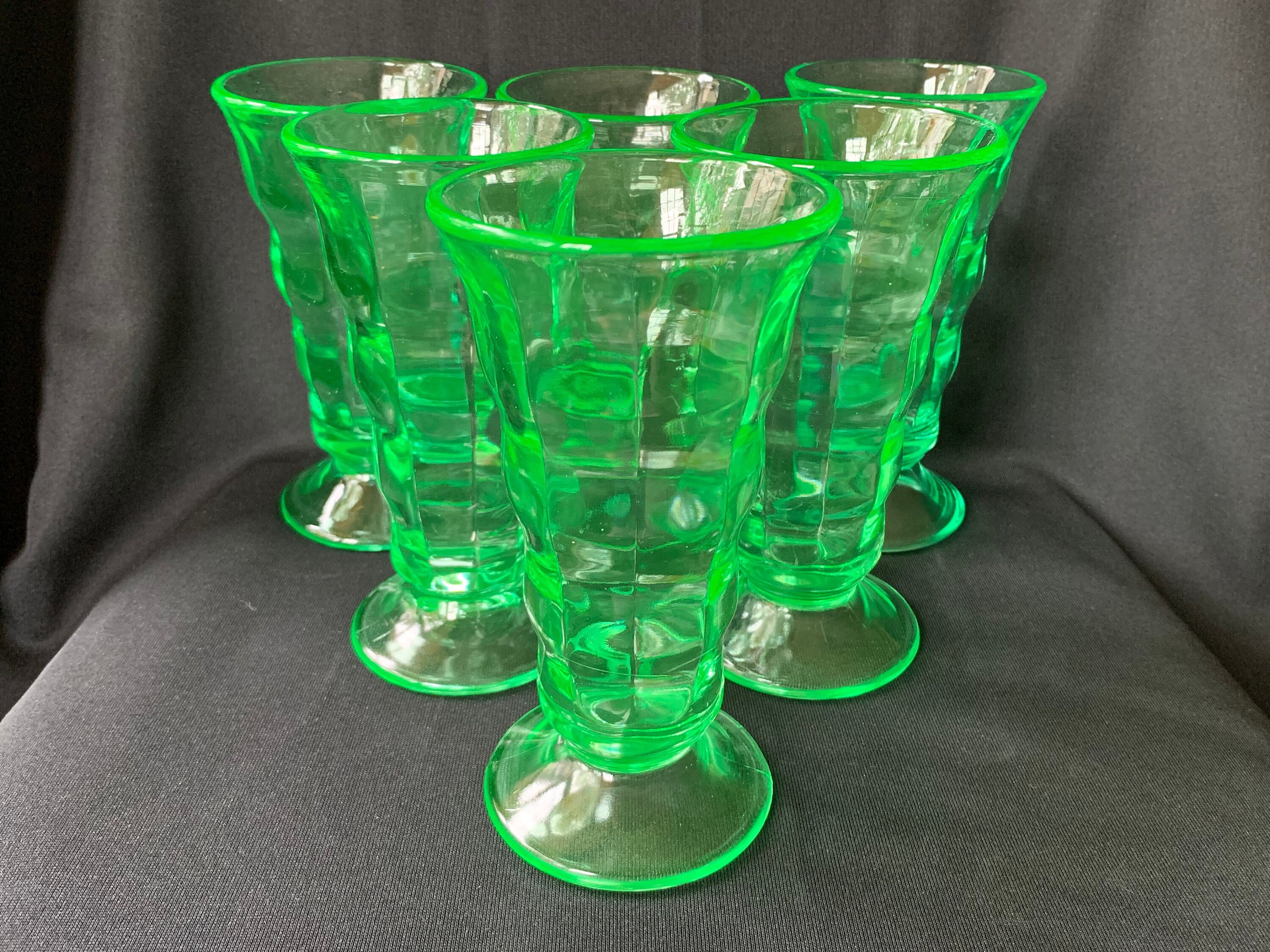 Set of Ten 10 Vintage Iced Tea Goblets Aqua Green Glasses 12 Oz