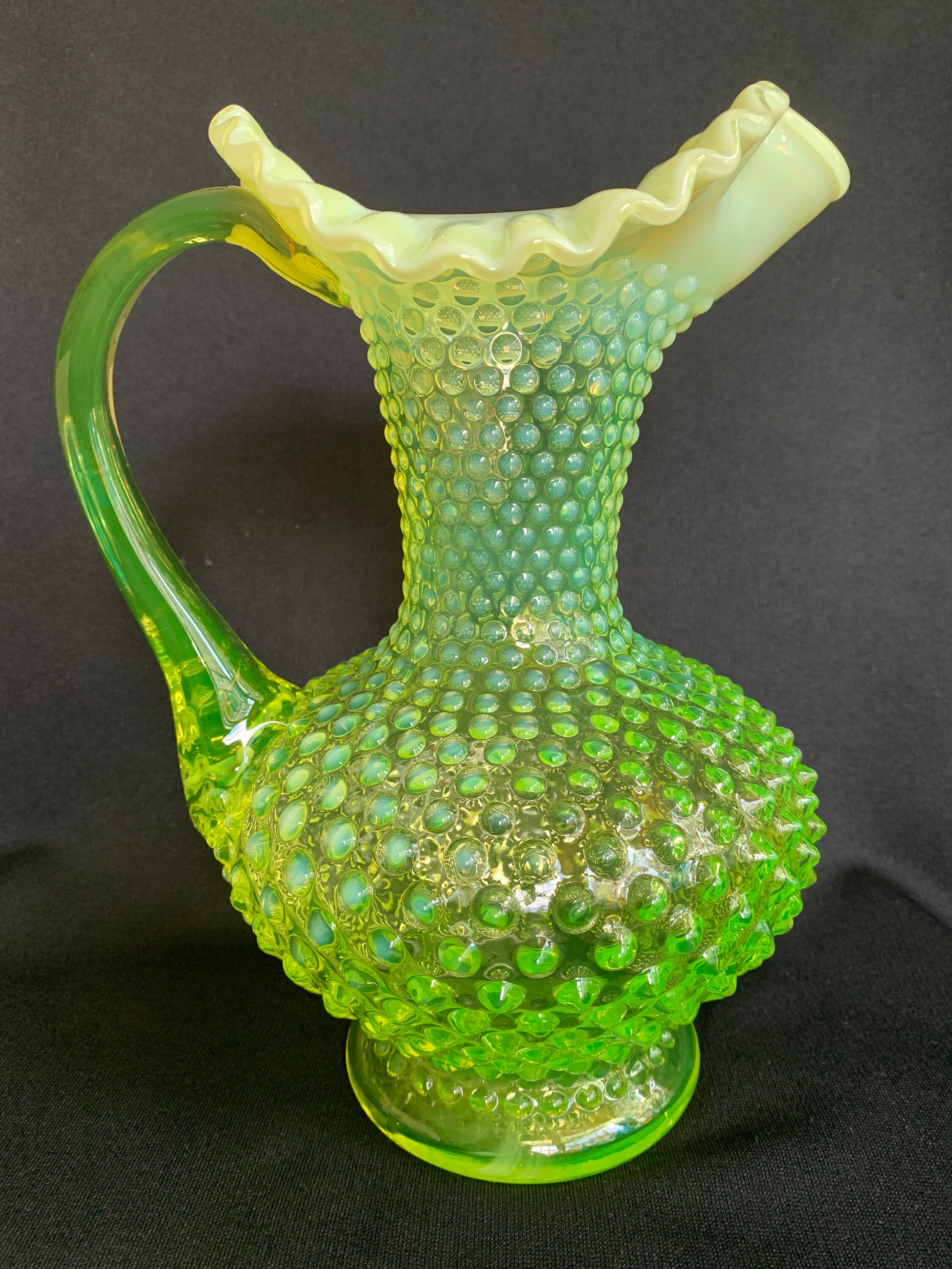 Fenton Art Glass No. 3360 Hobnail Topaz Opalescent Long Neck