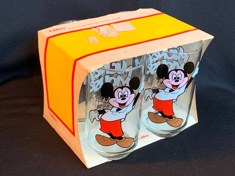 Libbey Glass Disney Mickey Mouse Enameled Tumblers in Original Box (set of 4) image 2