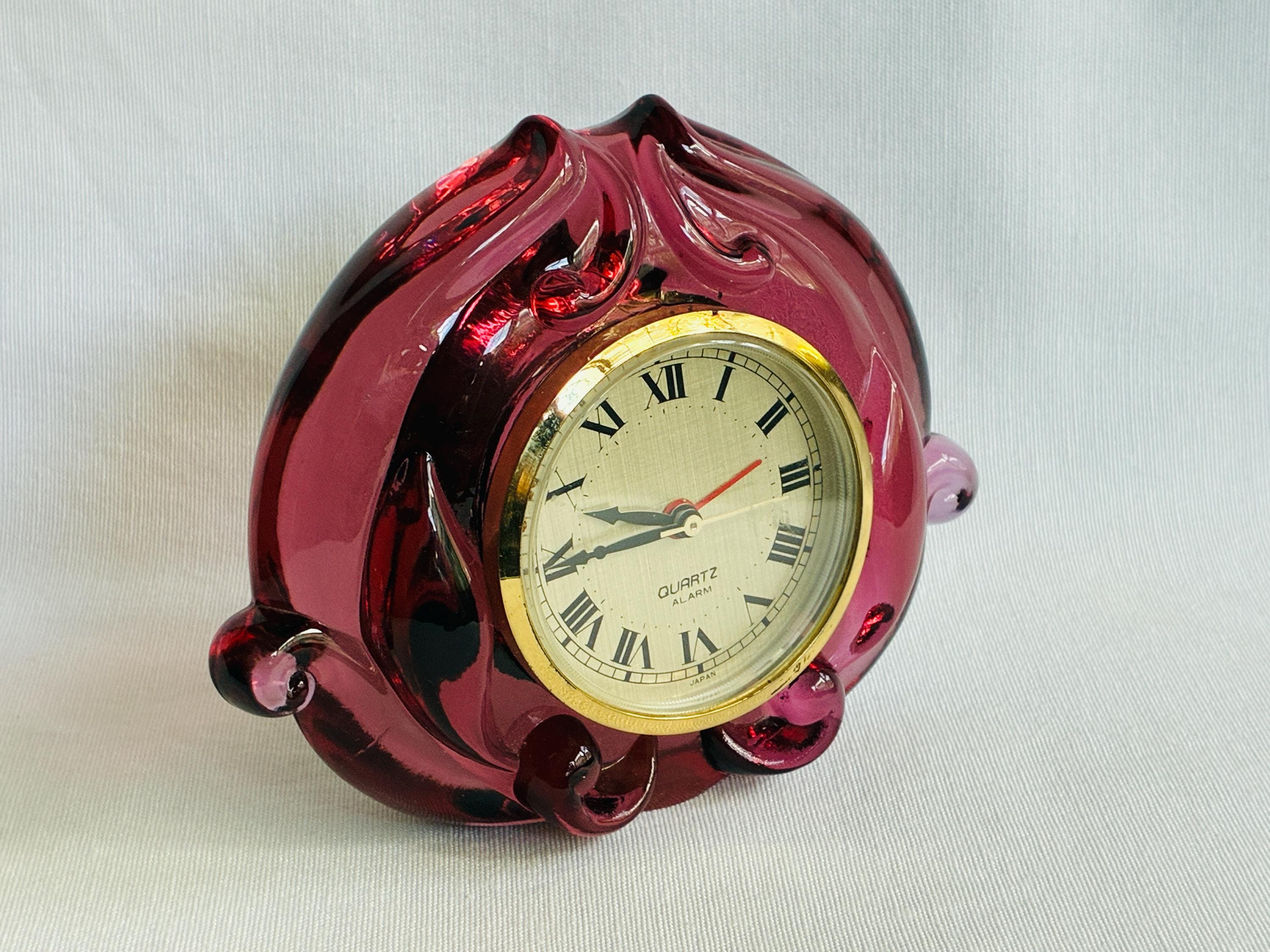 Fenton Art Glass Clock in Dusty Rose Pink - Etsy