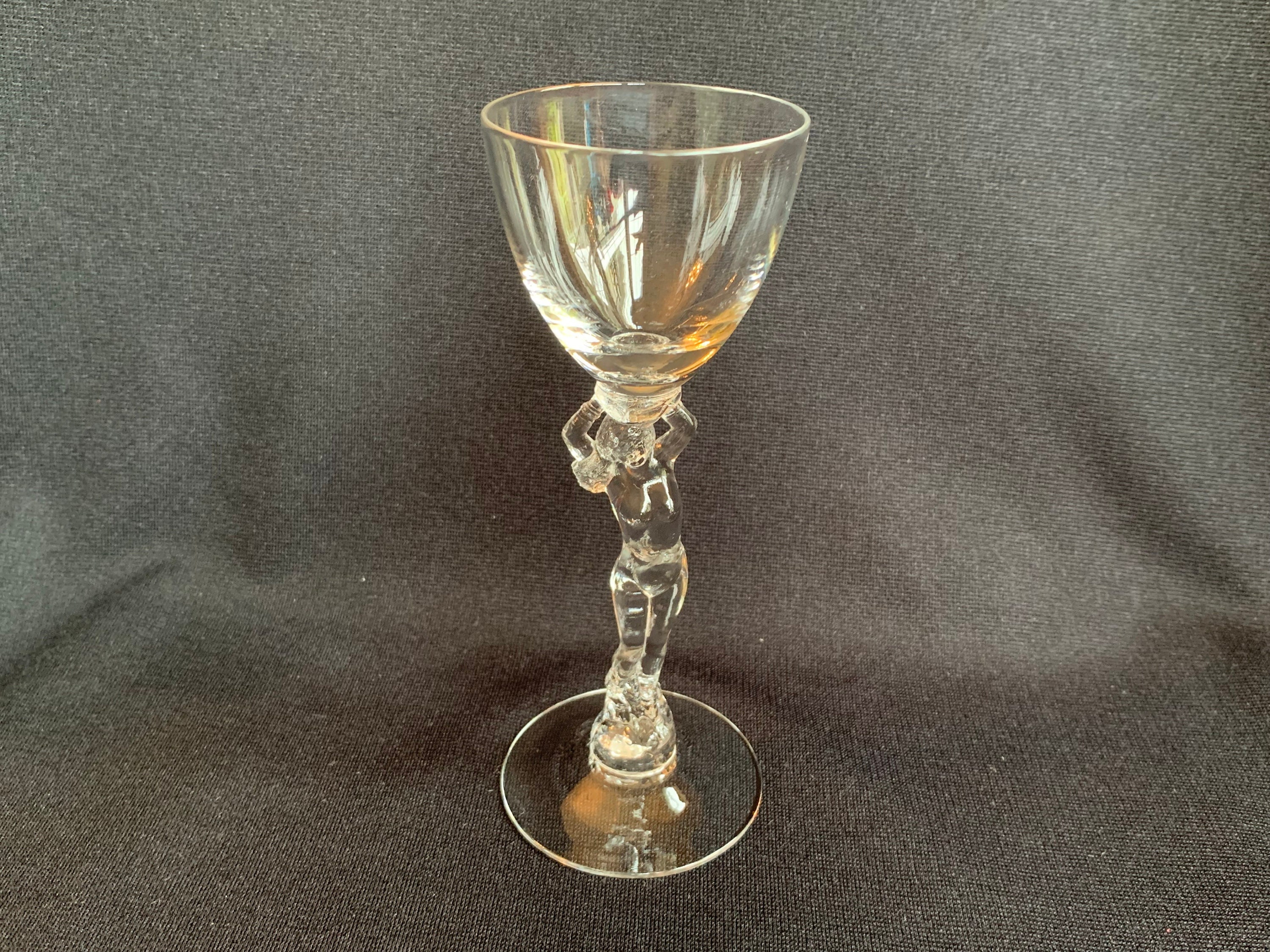 Vintage Glass Etched Grecian Nude Nymph Large Martini Cocktail -  Norway