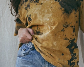 Hand Dyed Recycled Cotton T Shirt | Unisex | Natural Dye | Made in USA | Sustainably Made | One of a Kind | Size L