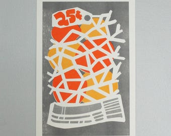 Bag of Oranges -- Riso Print