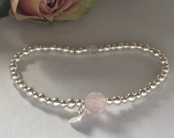 Rose Quartz Sterling Silver Bracelet