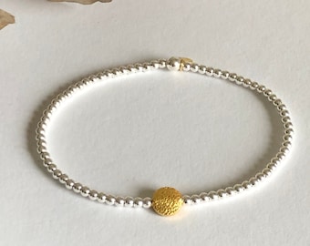 Ball bracelet silver, bicolor, gifts for women, gold plated, sterling silver