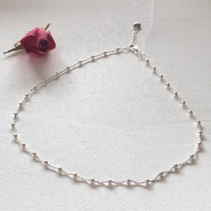Short chain, ball chain, 925 sterling silver, simple, solitaire chain, minimalist, gift for girlfriend, women's chain, silver