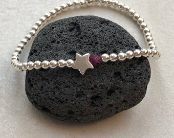 Bracelet stretch with star, sterling silver, lucky charm, star bracelet, friendship bracelet, girlfriends, gift, lucky charm