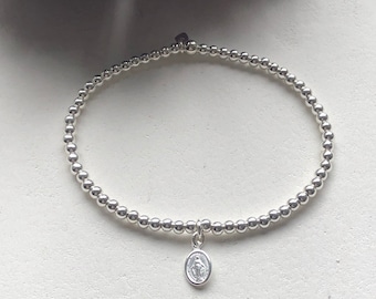 Bracelet Madonna ball bracelet, Catholic, faith, lucky charm, sterling silver,