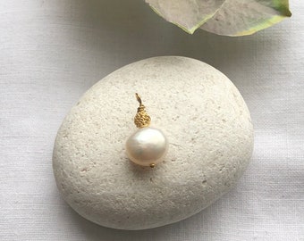 White pearl pendant, chain pendant, gold-plated, 925 sterling silver, Christmas gift, birthday gift, white pearl, girlfriend,