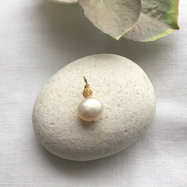 White pearl pendant, chain pendant, gold-plated, 925 sterling silver, Christmas gift, birthday gift, white pearl, girlfriend,