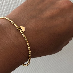 Ball bracelet gold plated with heart, gifts for her, sterling silver,