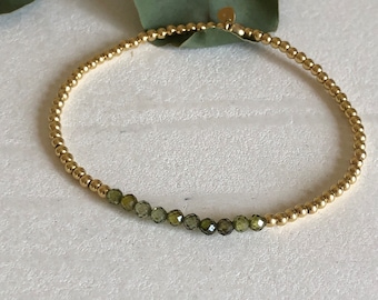 Ball bracelet gold-plated zirconia green