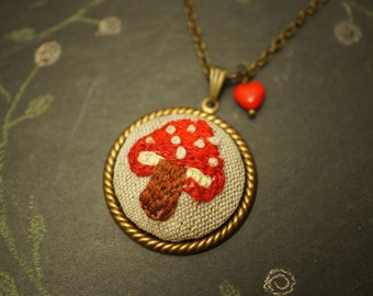 hand-embroidered toadstool chain