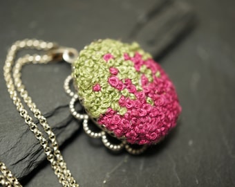 hand-embroidered knot necklace