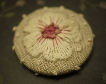 hand embroidered button