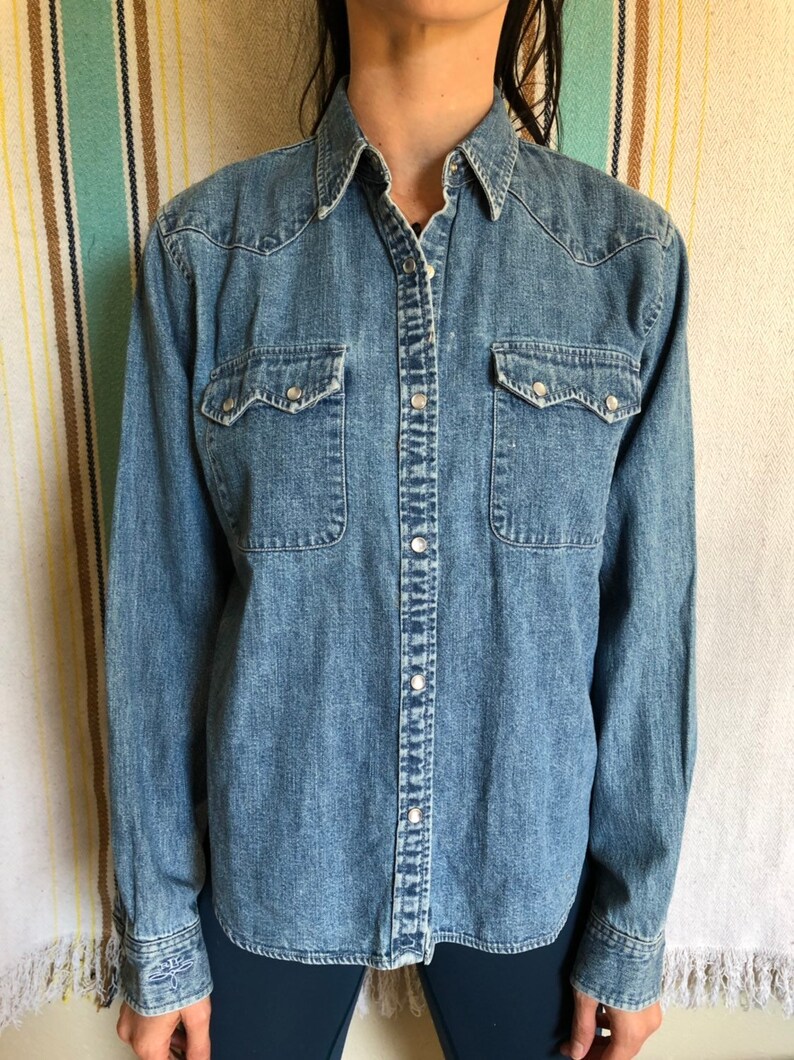 Ralp lauren denim westrn pearl style button down