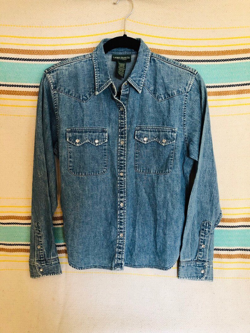 Ralp lauren denim westrn pearl style button down