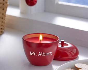 Personalized Apple Candle, Teacher Appreciation Gift, Scented Holiday Decor Tin