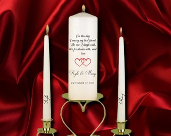 Personalized Wedding Unity  Candle Set, Wedding Unity Candle, Church Wedding Candle, Bridal Shower Gift, Custom candle, Couple gift set