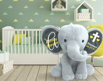 Personalized Elephant Baptism or Christening Gift from Godparents for Godchild