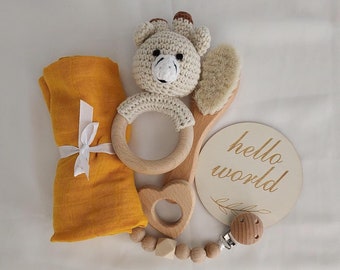 Baby gift set, Newborn baby gift, Welcome baby gift, Baby gift box hamper, Baby shower gift for baby boy, Personalized Animal Crochet