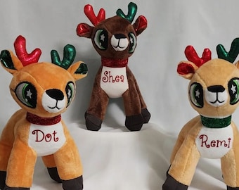Personalized Christmas Reindeer Plush Toy: Custom Holiday Stocking Stuffer for Kids and Pets