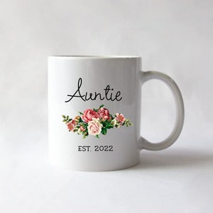 Personalisierte Tante Tasse: Blumen Geschenk für Schwangerschaftansage