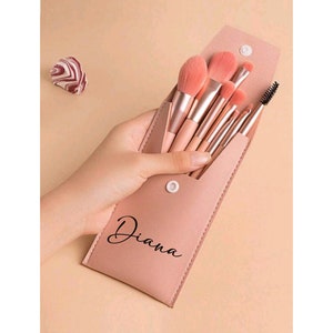 Bolsa de maquillaje personalizada con mini brochas, regalo perfecto para damas de honor y viajes