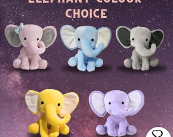 Customized Gray Elephant Plush Toy with Monogram for Newborns, Babies, and Keepsake Gifts