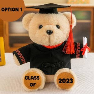 2023 grad bear, Graduation Bear, Teddy Bear Graduation Gift, Cadeau de graduation, Graduation bear tan, Personalized bear in cap and gown Option 1