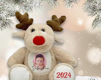 Personalized Christmas Reindeer Plush Toy: Handmade Holiday Stuffed Animal Gift for Kids & Adults