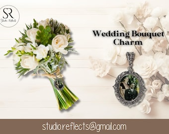 Custom Oval Photo Charm for Wedding Bouquet - Personalized Keepsake Memorial charm