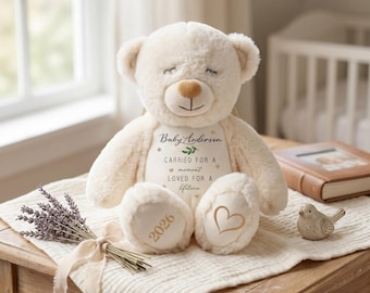 Personalized Memorial Angel Teddy Bear | Custom Infant Loss Remembrance Gift | Carried For A Moment Loved For A Lifetime