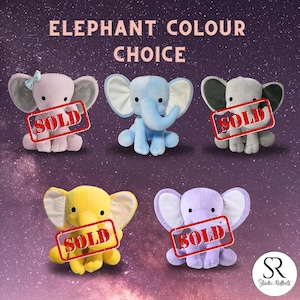 Personalized Grey Elephant Plushie with Custom Monogram for Babies and Newborns