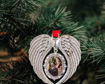 Ornement commémoratif personnalisé en forme d'aile d'ange pour le souvenir et la décoration de Noël