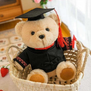 2023 grad bear, Graduation Bear, Teddy Bear Graduation Gift, Cadeau de graduation, Graduation bear tan, Personalized bear in cap and gown image 1