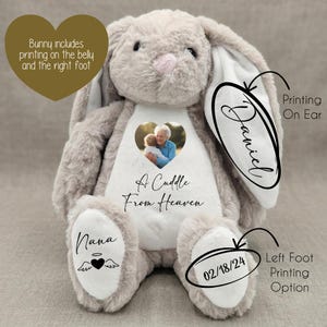 Conejo de peluche conmemorativo: Un juguete de peluche reconfortante para seres queridos y familiares en duelo.