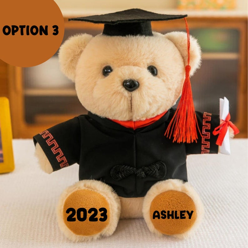 2023 grad bear, Graduation Bear, Teddy Bear Graduation Gift, Cadeau de graduation, Graduation bear tan, Personalized bear in cap and gown Option 3