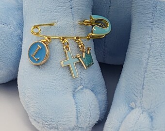 Personalized Gold Enamel Baby Brooch for Newborn Celebrations, Baptisms, and Christenings