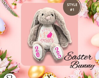 Peluche personnalisée lapin de Pâques : cadeau personnalisé pour enfant, objet de panier, décoration printanière